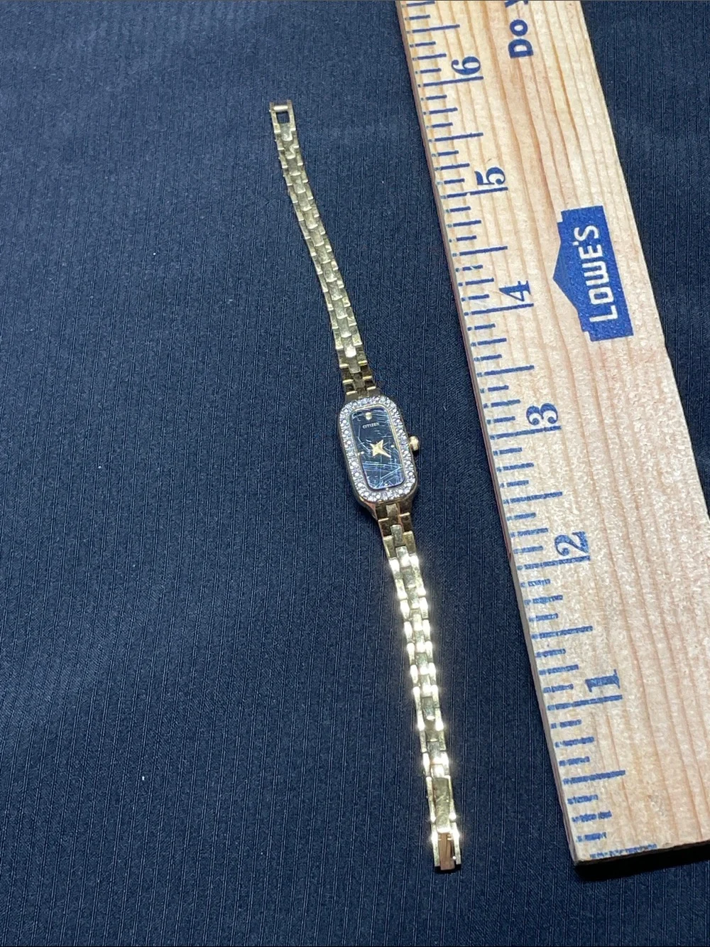 Citizen Gold Bracelet Watch with Black Dial and Crystal Bezel